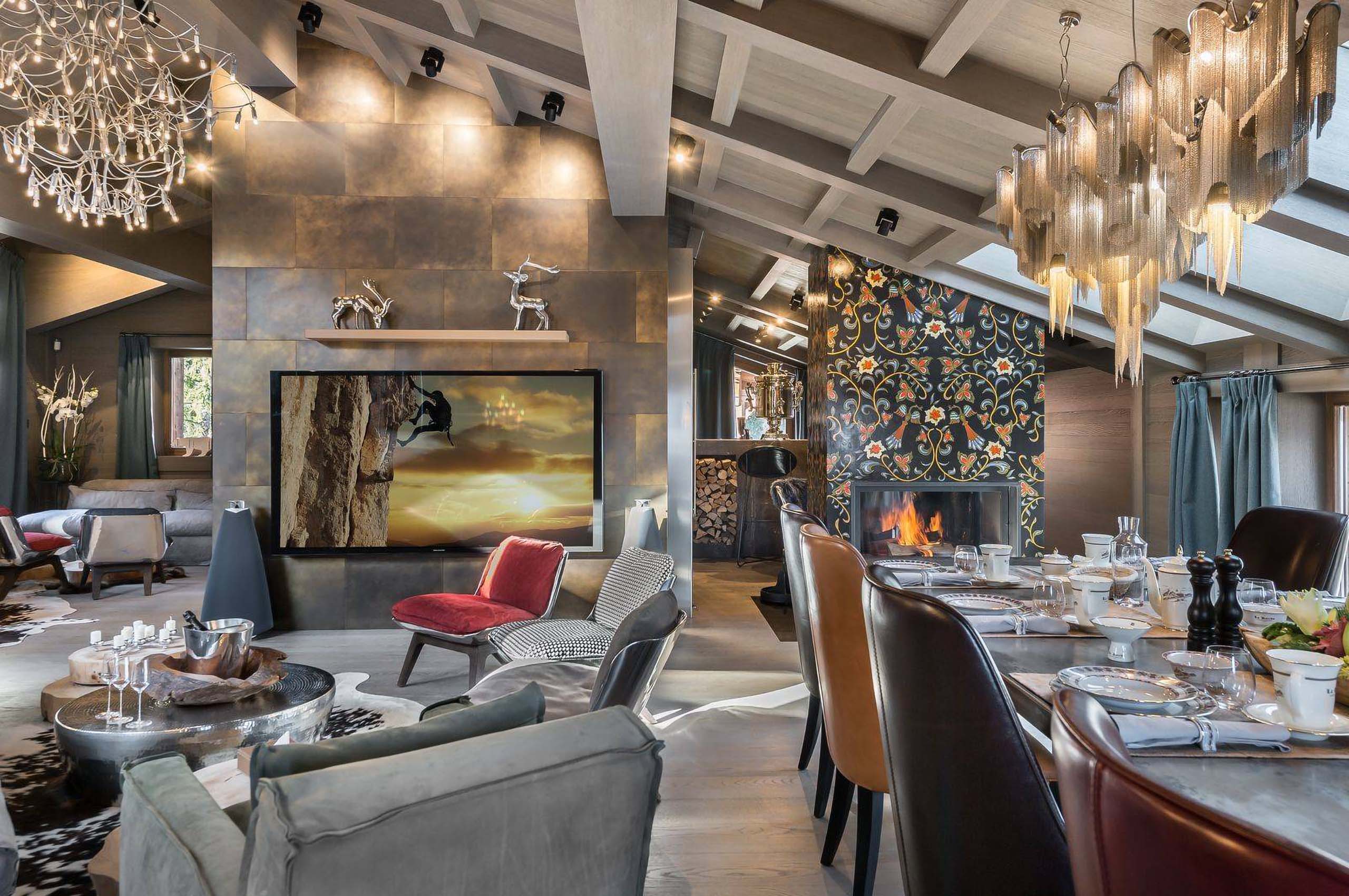 chalet-macha-mainpage-livingarea-diningroom-bespoke-opulent-interiordesign-courchevel1850-luxury