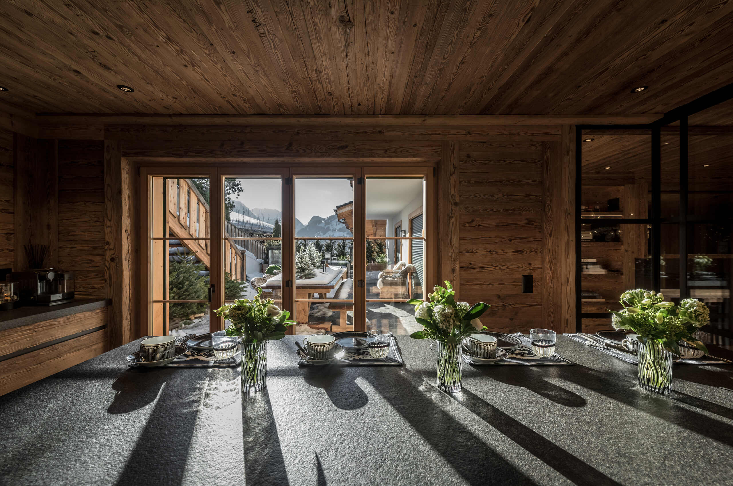 chalet-collette-kitchen-mountainview-elegant-sleek-modern-alpine-luxury-gstaad