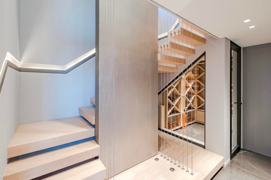 villa-cadenza-winecellar-staircase-luxury-modern-cannes