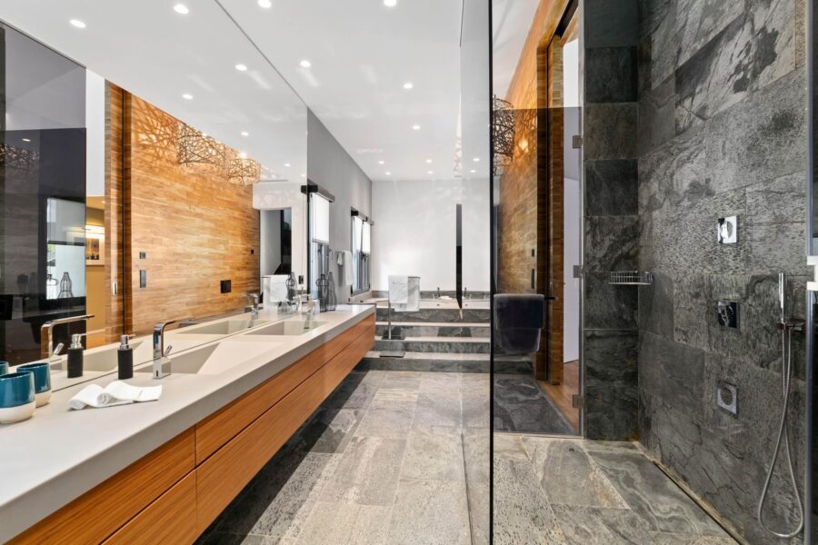 villa-chantal-bathroom-italian-shower-marble-doublesink-spacious-sleek-modern-design-luxury-antibes