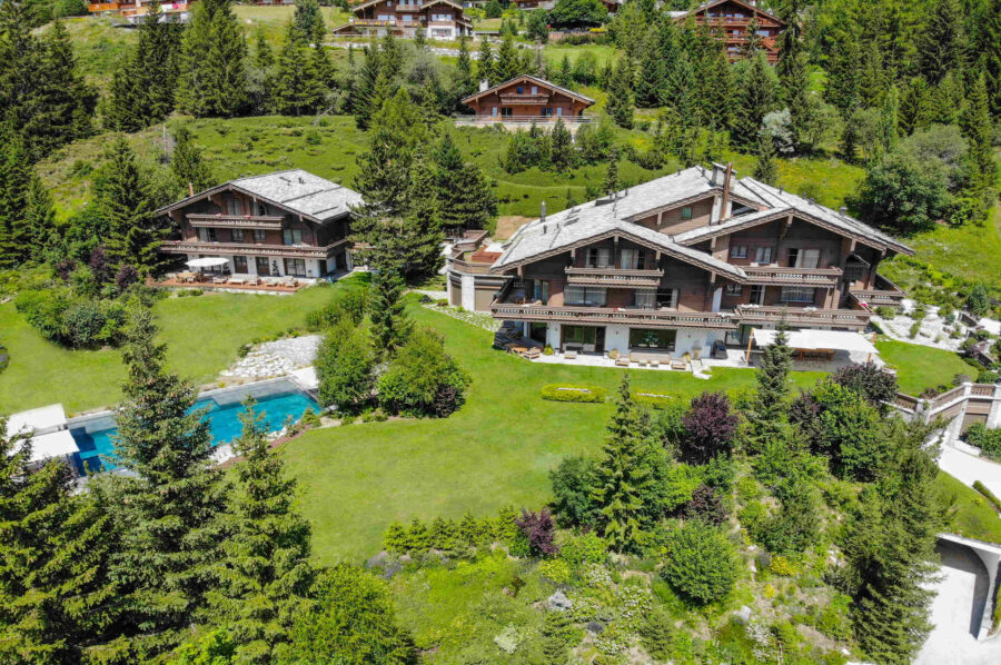 chalet-croia-exterior-adjoining-chalets-pool-spa-luxury-rental-retreat-crans-montana