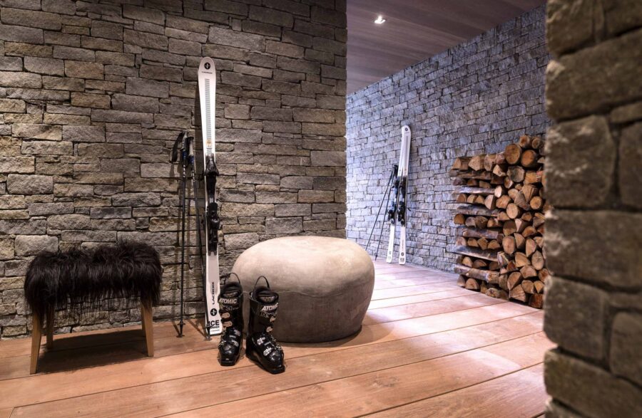 chalet-marianne-bootroom-wood-store-skiroom-skiin-skiout-luxury-alpine-retreat-megeve