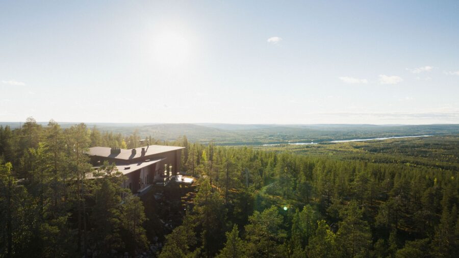 villa-octavia-exterior-summer-woodland-nature-reserve-remote-luxury-rental-retreat-lapland