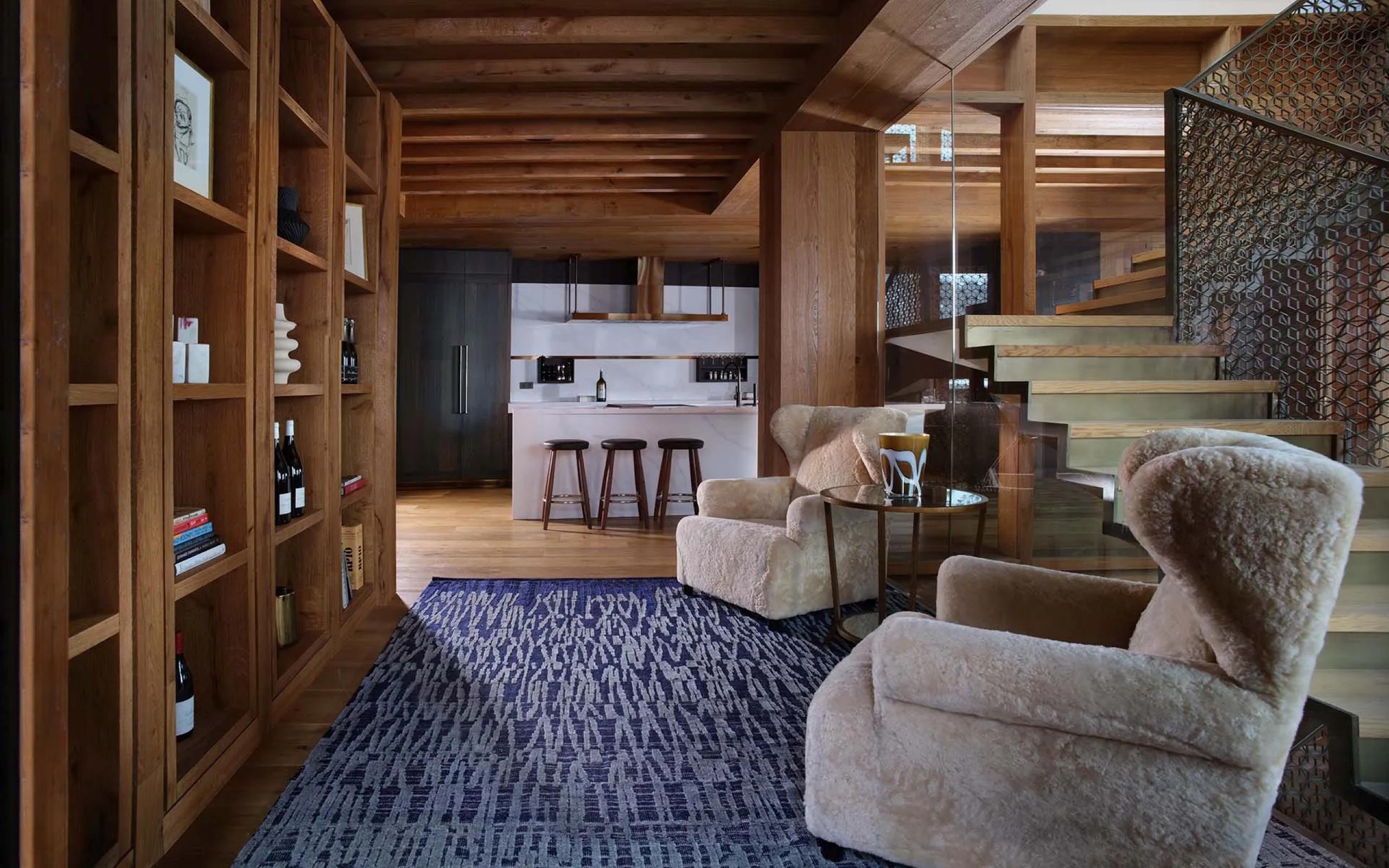 chalet-esme-lounge-library-kitchen-openplan-elegant-modern-stylish-design-luxury-vald'isere