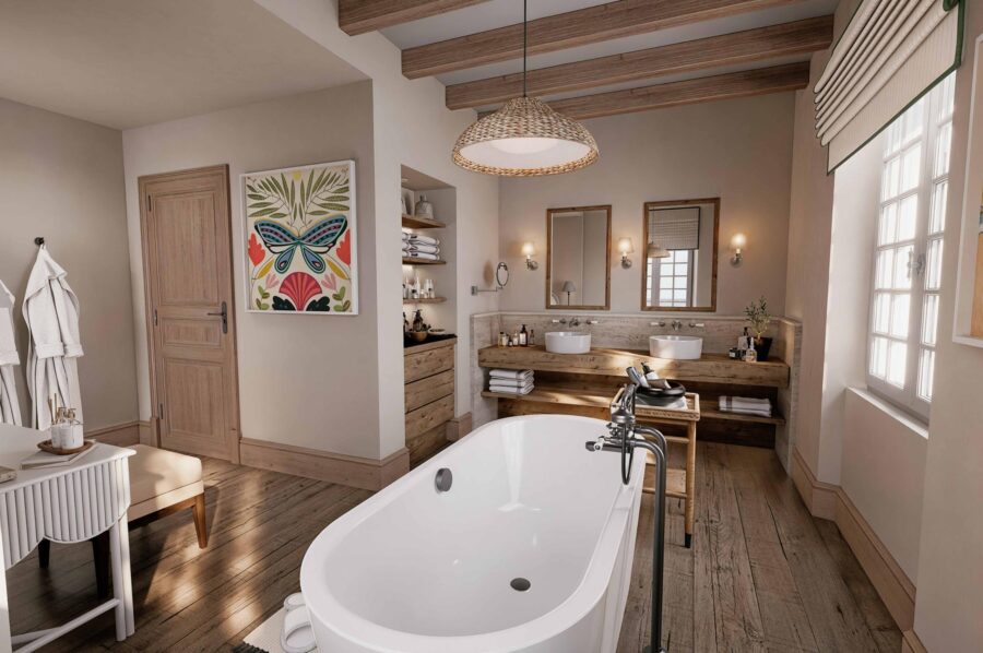 villa-delphine-bathroom-double-sink-bathtub-luxury-interior-cap-d'antibes