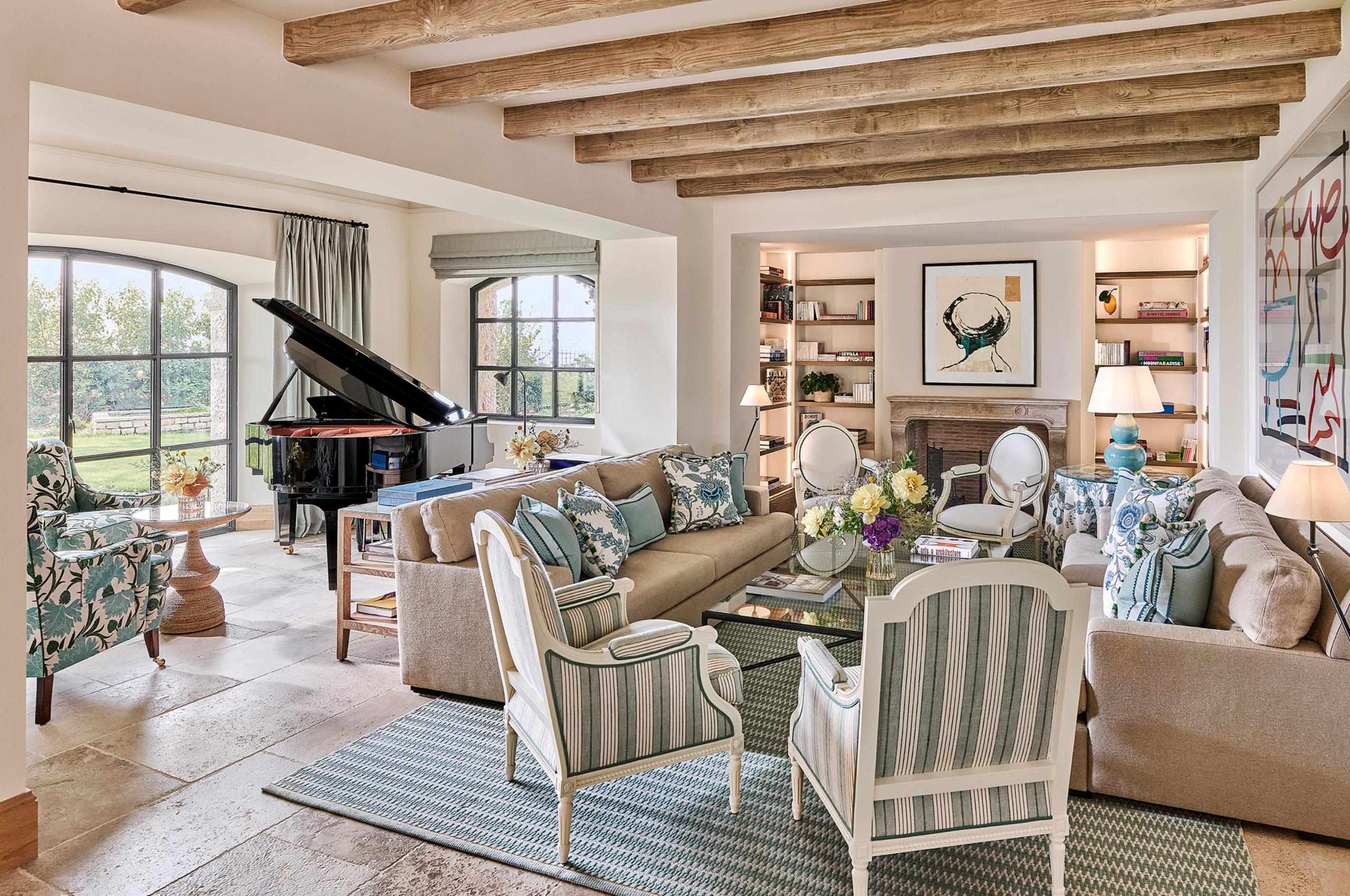 villa-delphine-living-room-lounge-fireplace-piano-garden-views-elegant-traditional-interior-design-luxury-cap-d'antibes