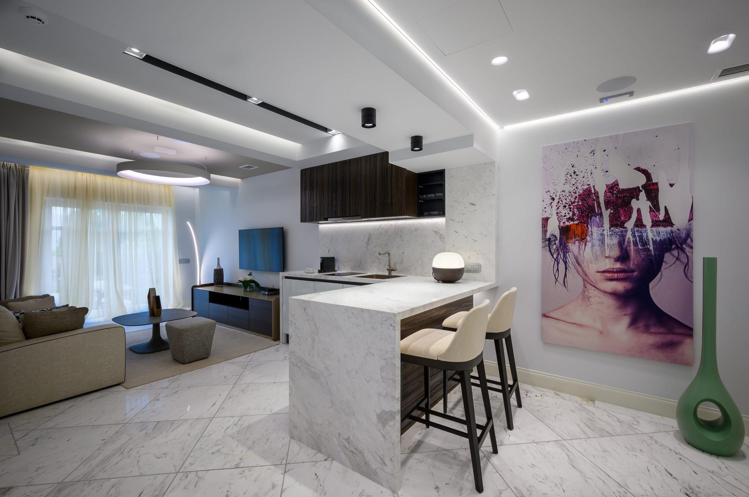 villa-dalida-kitchen-breakfast-bar-sleek-modern-design-artwork-lounge-openplan-luxury-crete