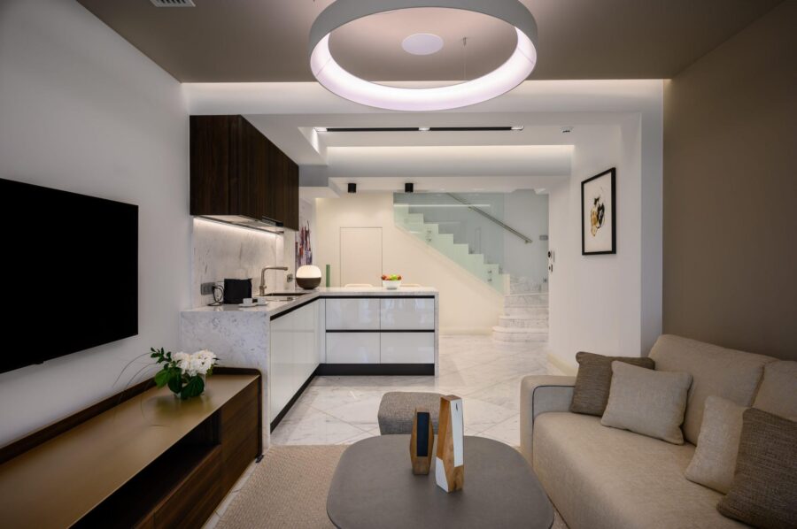villa-dalida-living-room-kitchen-openplan-modern-sleek-design-luxury-crete