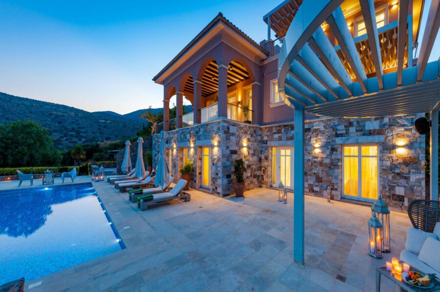 villa-octavia-swimming-pool-terrace-night-exterior-luxury-crete