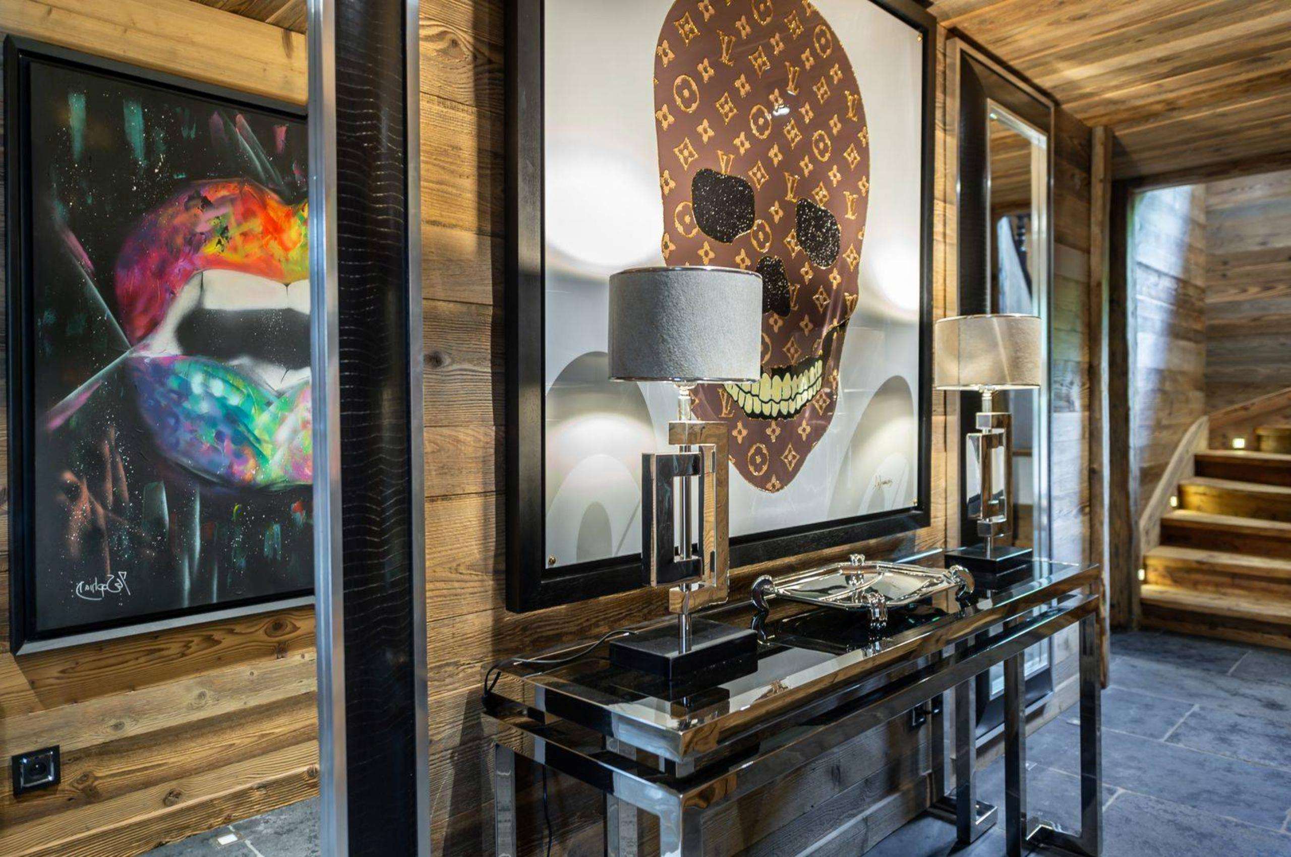 chalet-lara-hallway-artwork-interior-luxury-megeve
