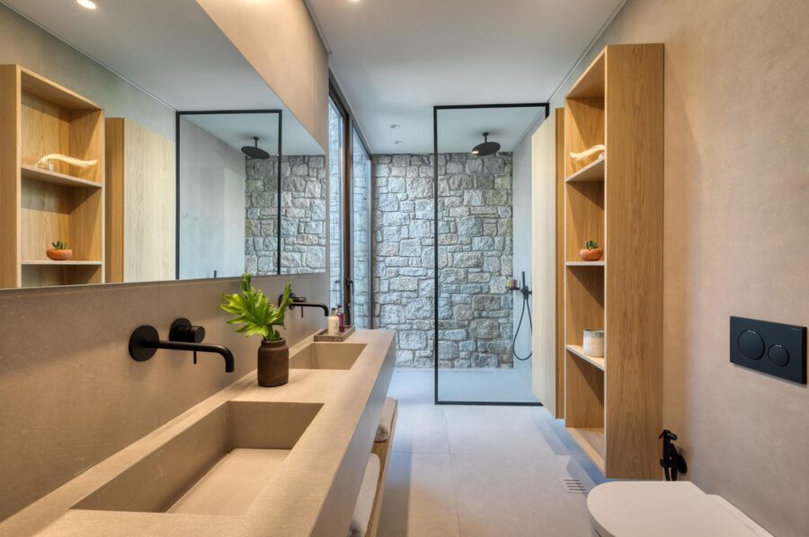villa-august-bathroom-double-sink-shower-toilet-sleek-modern-design-luxury-mykonos