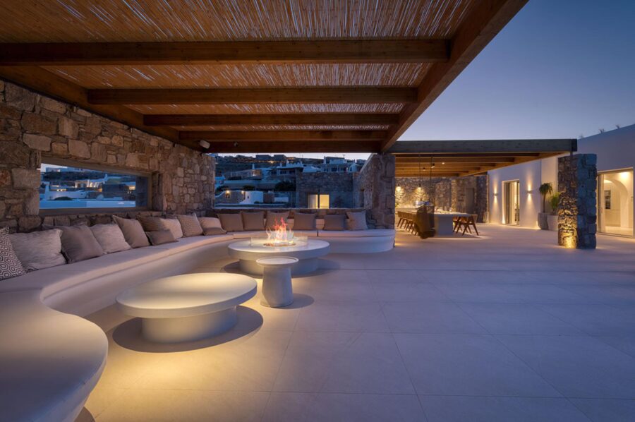 villa-theodora-alfresco-lounge-firepit-evening-terrace-luxury-mykonos