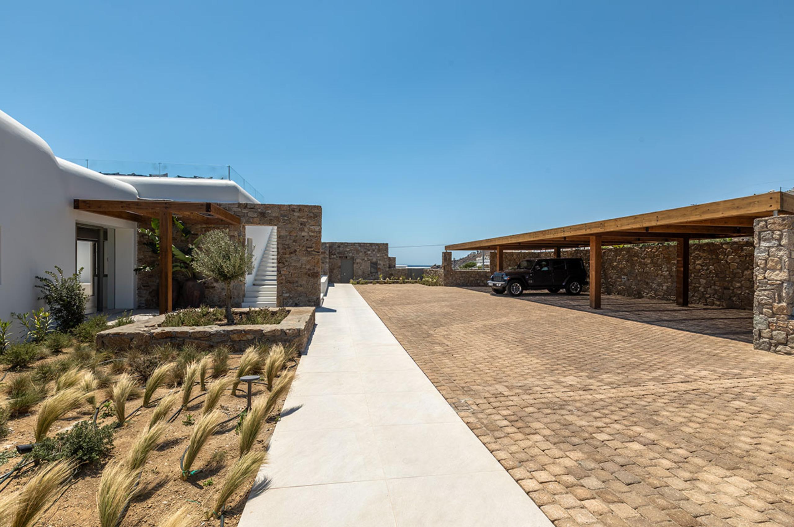 villa-theodora-covered-parking-driveway-private-secure-luxury-mykonos