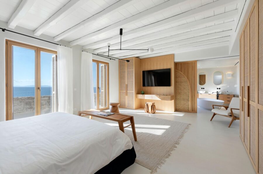 villa-zeta-bedroom-tv-ensuite-sea-view-tranquil-modern-design-luxury-mykonos
